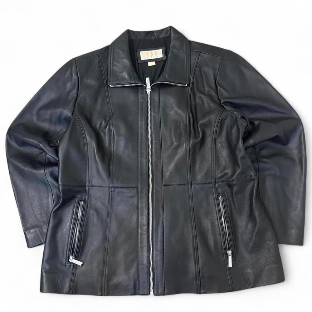 Michael Kors Women’s XXL Black Buttery Leather Moto Jacket Full Zip